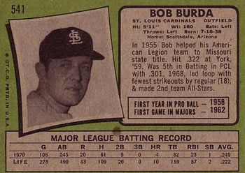 Bob Burda  baseball card collectible - Main Image 2