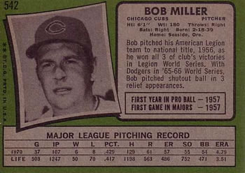 Bob Miller  baseball card collectible - Main Image 2