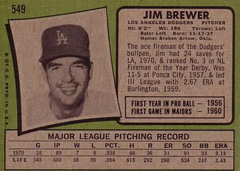 Jim Brewer  baseball card collectible - Main Image 2