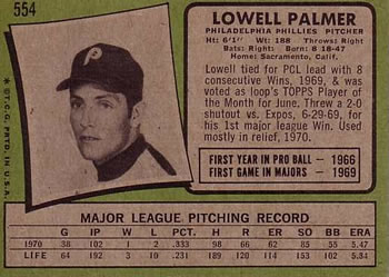 Lowell Palmer  baseball card collectible - Main Image 2