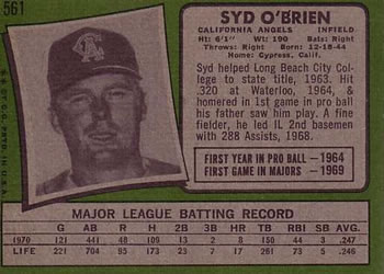 Syd O’Brien  baseball card collectible - Main Image 2