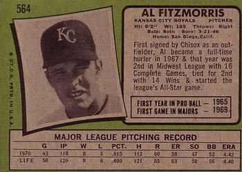Al Fitzmorris  baseball card collectible - Main Image 2