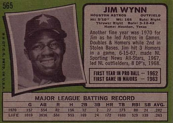Jim Wynn  baseball card collectible - Main Image 2