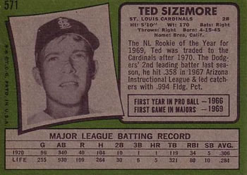 Ted Sizemore  baseball card collectible - Main Image 2