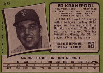 Ed Kranepool  baseball card collectible - Main Image 2
