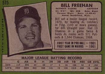 Bill Freehan  baseball card collectible - Main Image 2