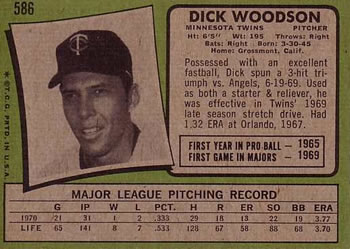 Dick Woodson  baseball card collectible - Main Image 2