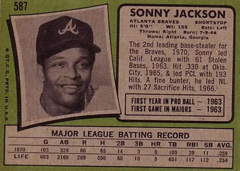 Sonny Jackson  baseball card collectible - Main Image 2