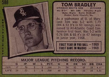 Tom Bradley  baseball card collectible - Main Image 2