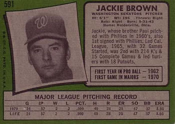 Jackie Brown  baseball card collectible - Main Image 2