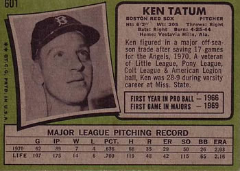 Ken Tatum  baseball card collectible - Main Image 2