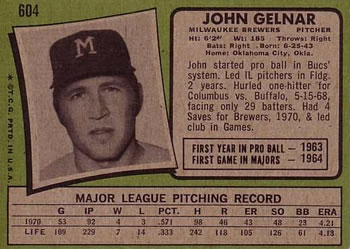John Gelnar  baseball card collectible - Main Image 2