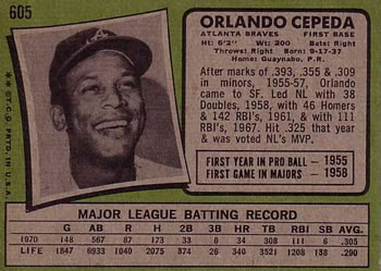 Orlando Cepeda  baseball card collectible - Main Image 2