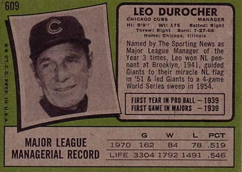 Leo Durocher  baseball card collectible - Main Image 2