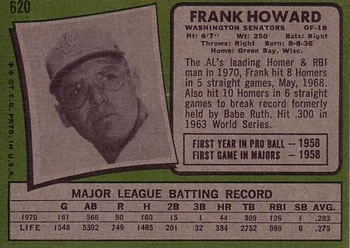 Frank Howard  baseball card collectible - Main Image 2