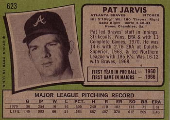 Pat Jarvis  baseball card collectible - Main Image 2