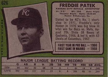 Freddie Patek  baseball card collectible - Main Image 2