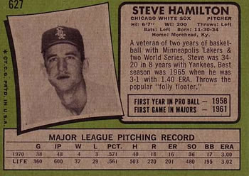 Steve Hamilton  baseball card collectible - Main Image 2