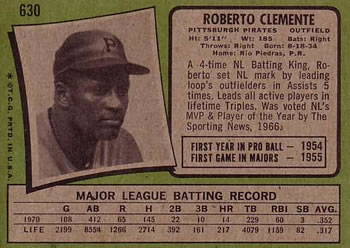 Roberto Clemente  baseball card collectible - Main Image 2