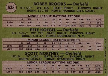 American League 1971 Rookie Stars (Bobby Brooks / Pete Koegel / Scott Northey)  baseball card collectible - Main Image 2