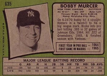 Bobby Murcer  baseball card collectible - Main Image 2