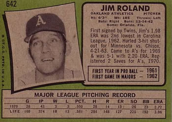 Jim Roland  baseball card collectible - Main Image 2