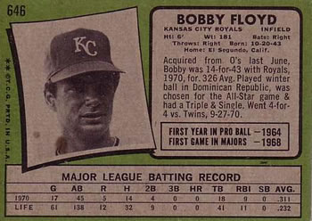 Bobby Floyd  baseball card collectible - Main Image 2