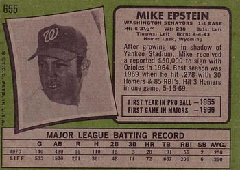 Mike Epstein  baseball card collectible - Main Image 2