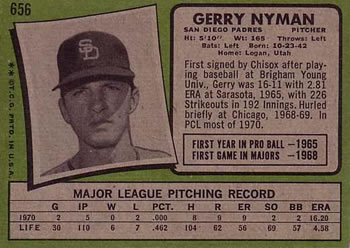 Gerry Nyman  baseball card collectible - Main Image 2