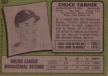 Chuck Tanner  baseball card collectible - Main Image 2
