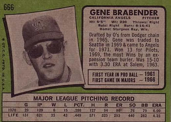 Gene Brabender  baseball card collectible - Main Image 2