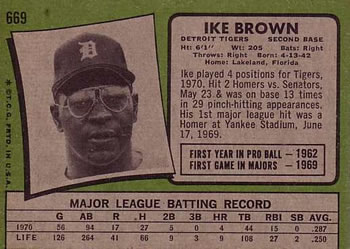 Ike Brown  baseball card collectible - Main Image 2