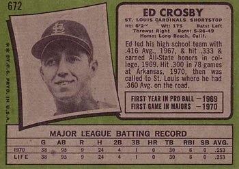 Ed Crosby  baseball card collectible - Main Image 2