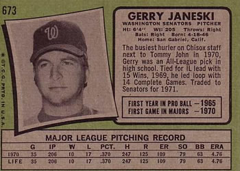 Gerry Janeski  baseball card collectible - Main Image 2