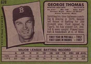 George Thomas  baseball card collectible - Main Image 2