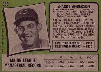 Sparky Anderson  baseball card collectible - Main Image 2