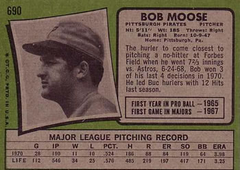 Bob Moose  baseball card collectible - Main Image 2