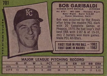 Bob Garibaldi  baseball card collectible - Main Image 2