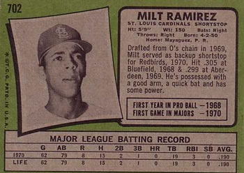 Milt Ramirez  baseball card collectible - Main Image 2