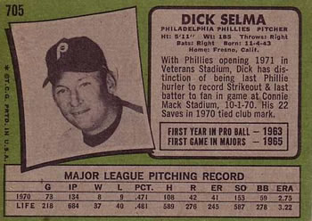 Dick Selma  baseball card collectible - Main Image 2