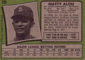 Matty Alou  baseball card collectible - Main Image 2