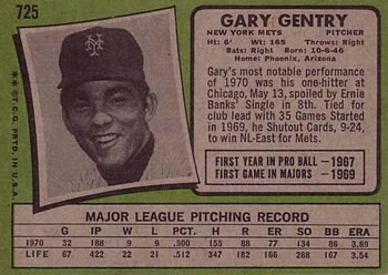 Gary Gentry  baseball card collectible - Main Image 2