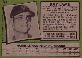 Ray Lamb  baseball card collectible - Main Image 2