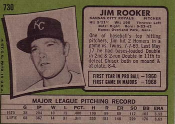 Jim Rooker  baseball card collectible - Main Image 2