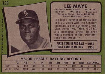 Lee Maye  baseball card collectible - Main Image 2