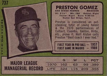 Preston Gomez  baseball card collectible - Main Image 2