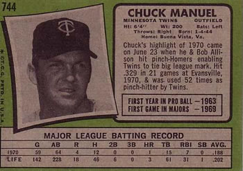 Chuck Manuel  baseball card collectible - Main Image 2