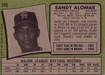 Sandy Alomar  baseball card collectible - Main Image 2
