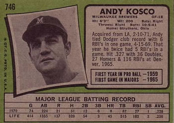 Andy Kosco  baseball card collectible - Main Image 2