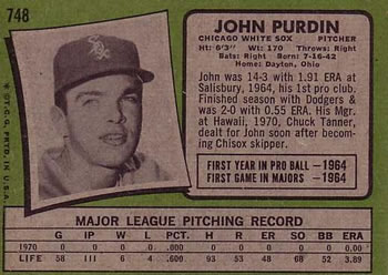 John Purdin  baseball card collectible - Main Image 2